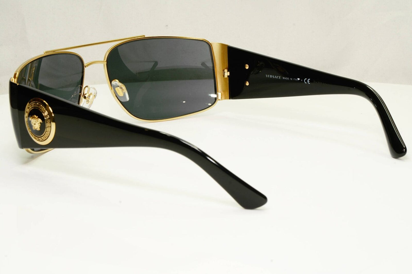 Versace Sunglasses Black Gold Medusa Square Metal MOD VE 2163 1002/87