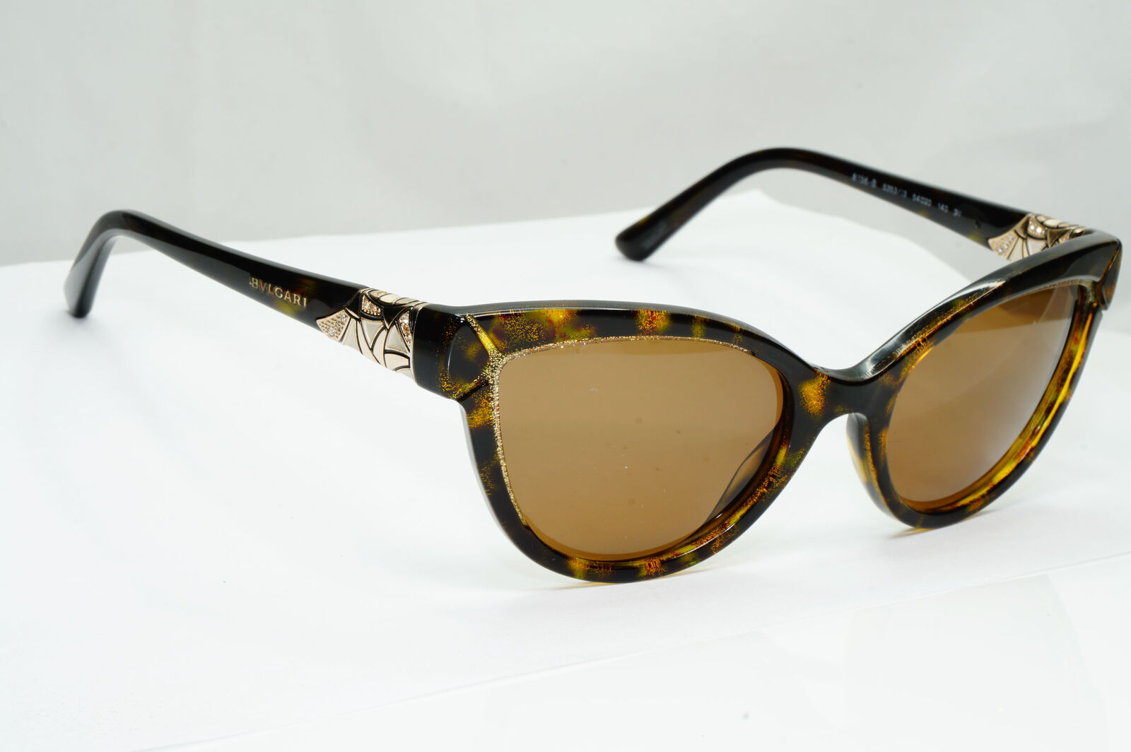 Bvlgari 2015 Sunglasses Brown Gold Diamante Cat Eye 8156-B 5353/13 030123