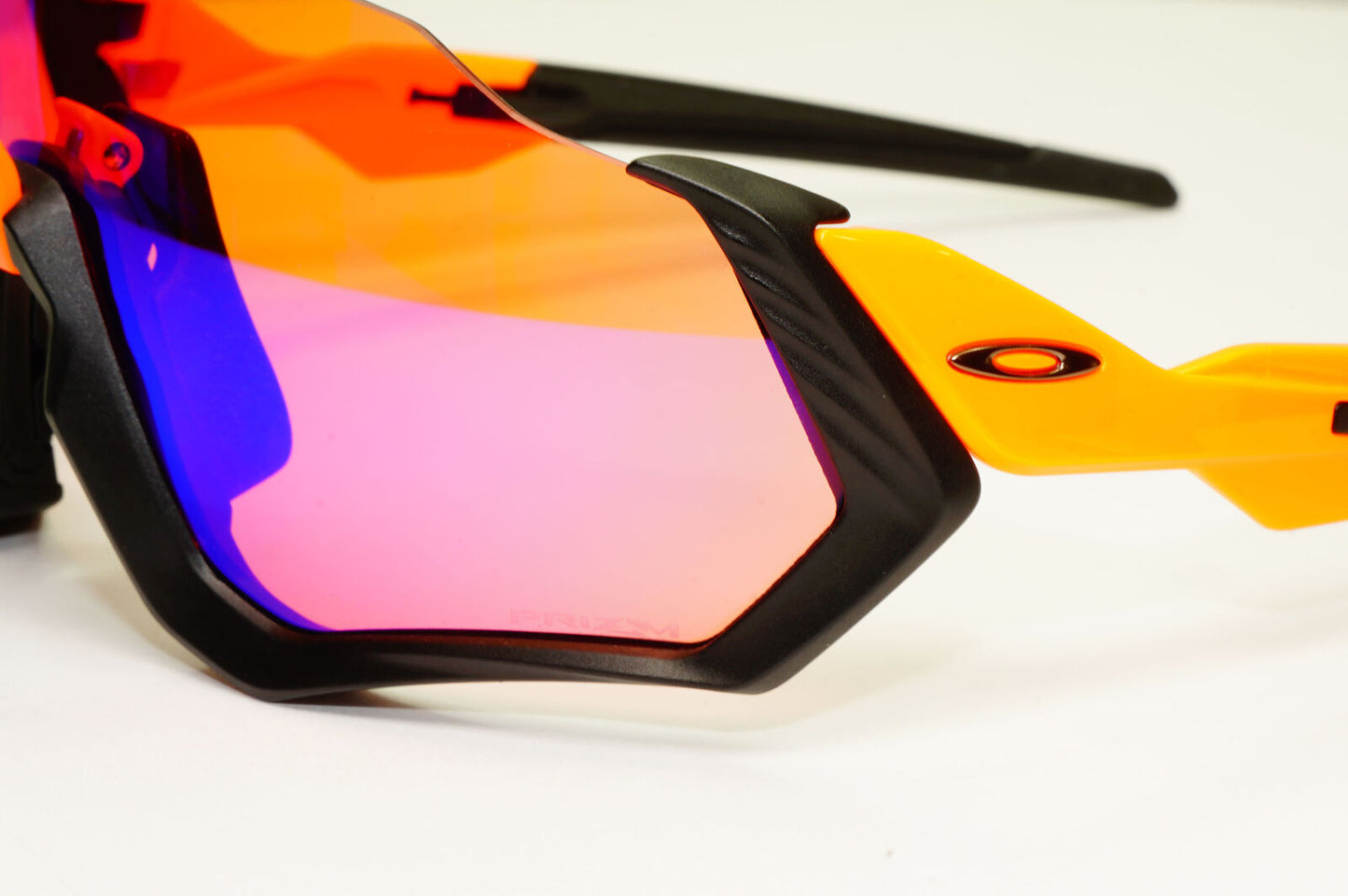 Oakley Flight Jacket Sunglasses Shield Black Orange Prizm Trail OO 9401 0437