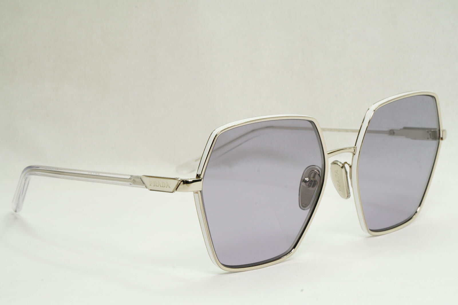 Prada Sunglasses Violet Silver Tranparent Hexagonal PR56YS SPR 56Y 1BC-09M 58mm