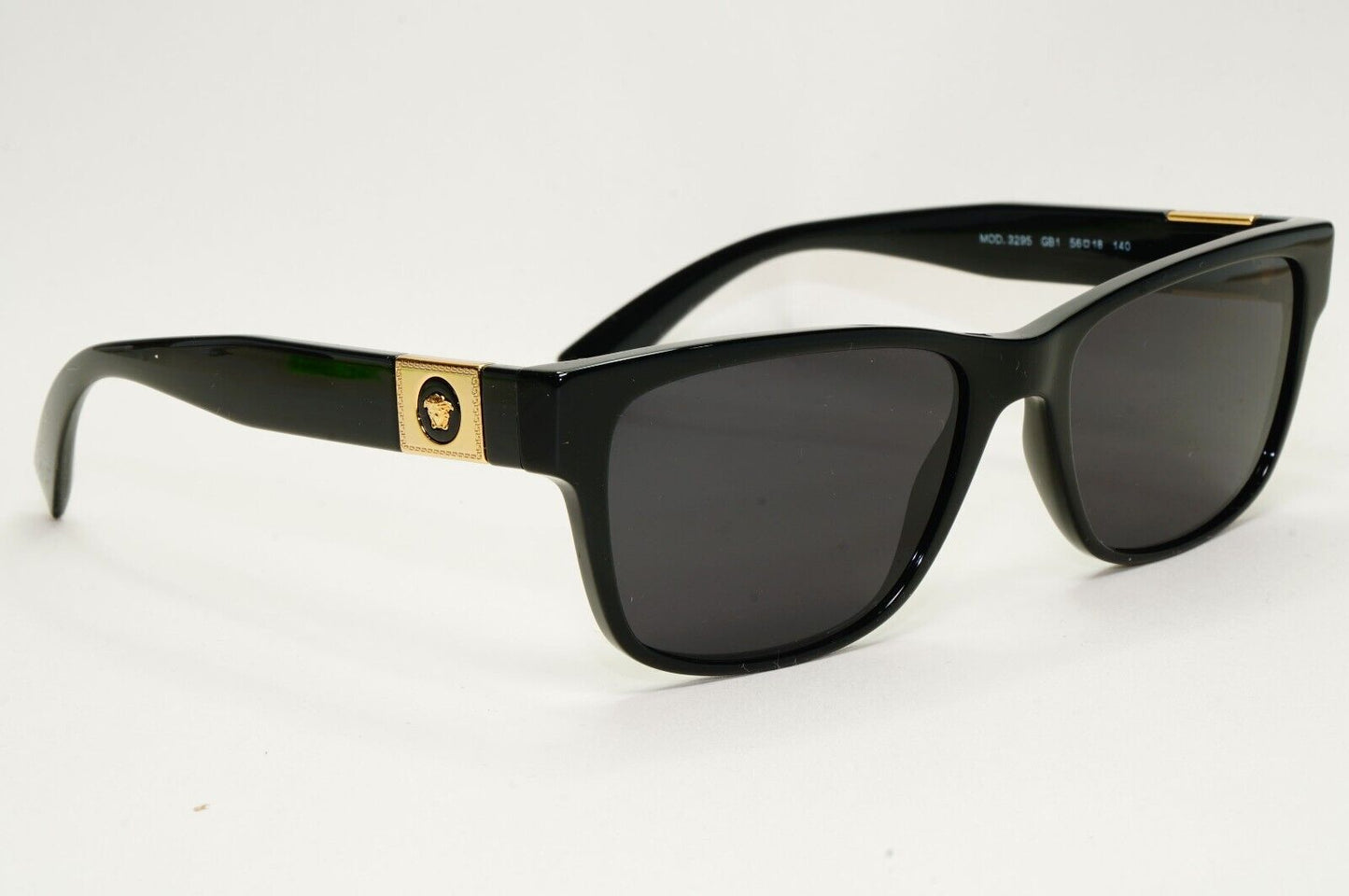 Versace Sunglasses Black Gold Medusa Square Glossy MOD VE 3295 GB1 56mm