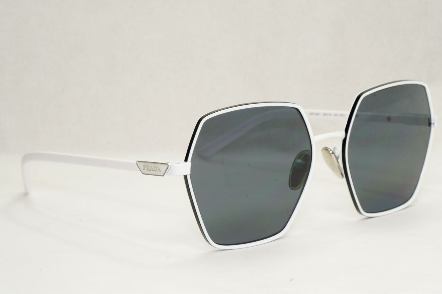 Prada Sunglasses White Polarized Grey Angular Square PR56YS SPR 56Y 461-5Z1 55mm