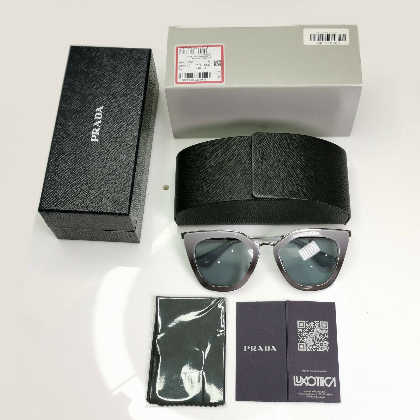 Authentic Prada Womens Sunglasses SS17 Cinema Grey Silver Square SPR 53S UFV-3C2