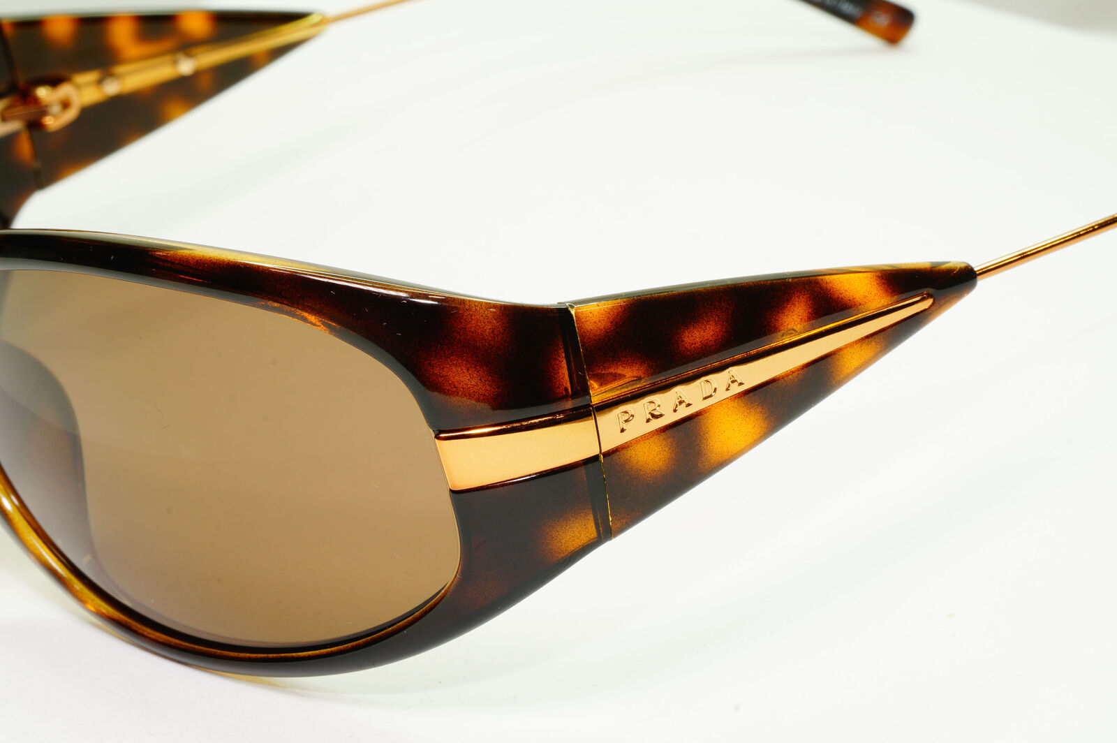 Prada 2007 Brown Sunglasses Gold Vintage Womens PR07IS SPR 07I 2AU-8C1 37434