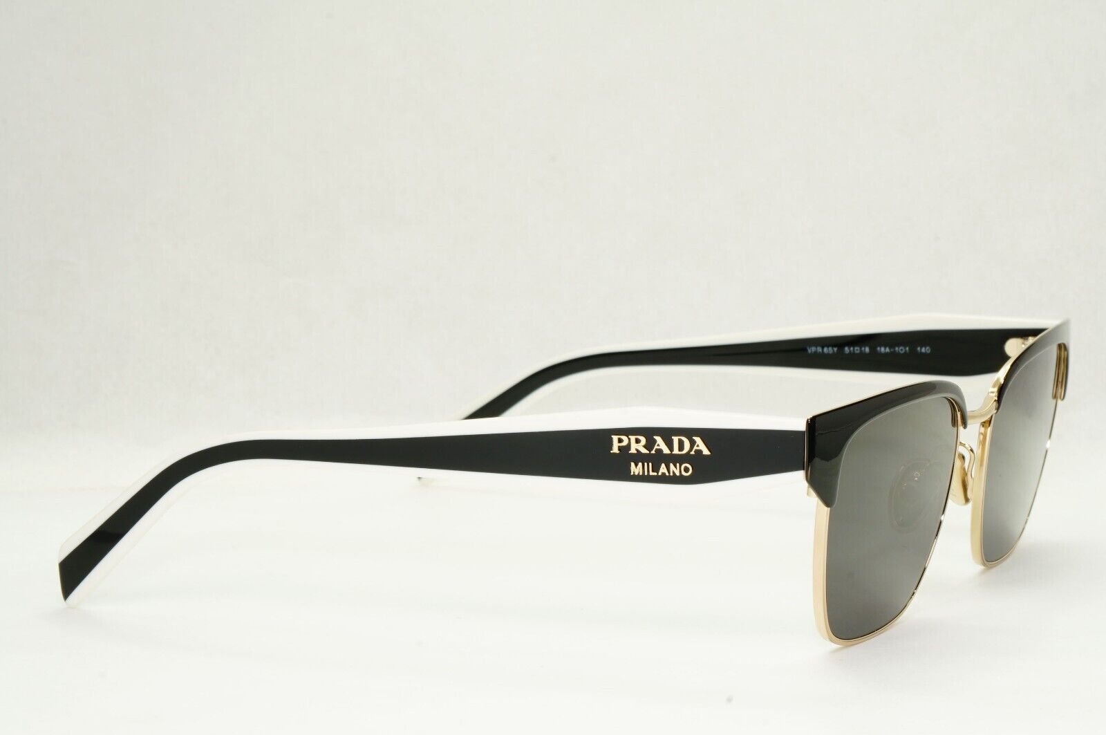 Prada Sunglasses Black Gold White Square Milano PR65YV VPR 65Y 18A-1O1 51mm