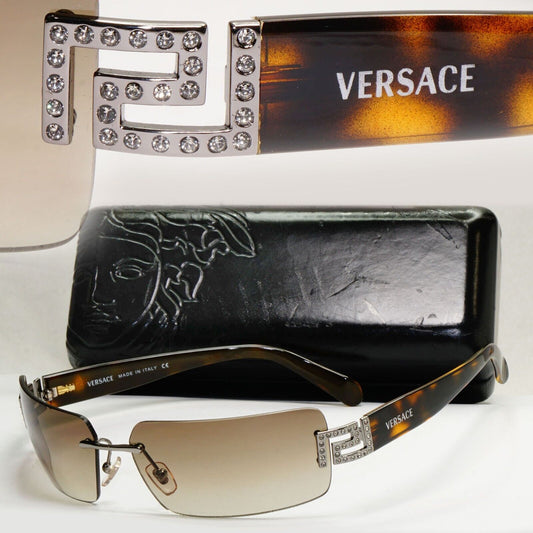 Versace Sunglasses 2004 Vintage Wrap Brown Gradient MOD 2017-B 1001/13 180324