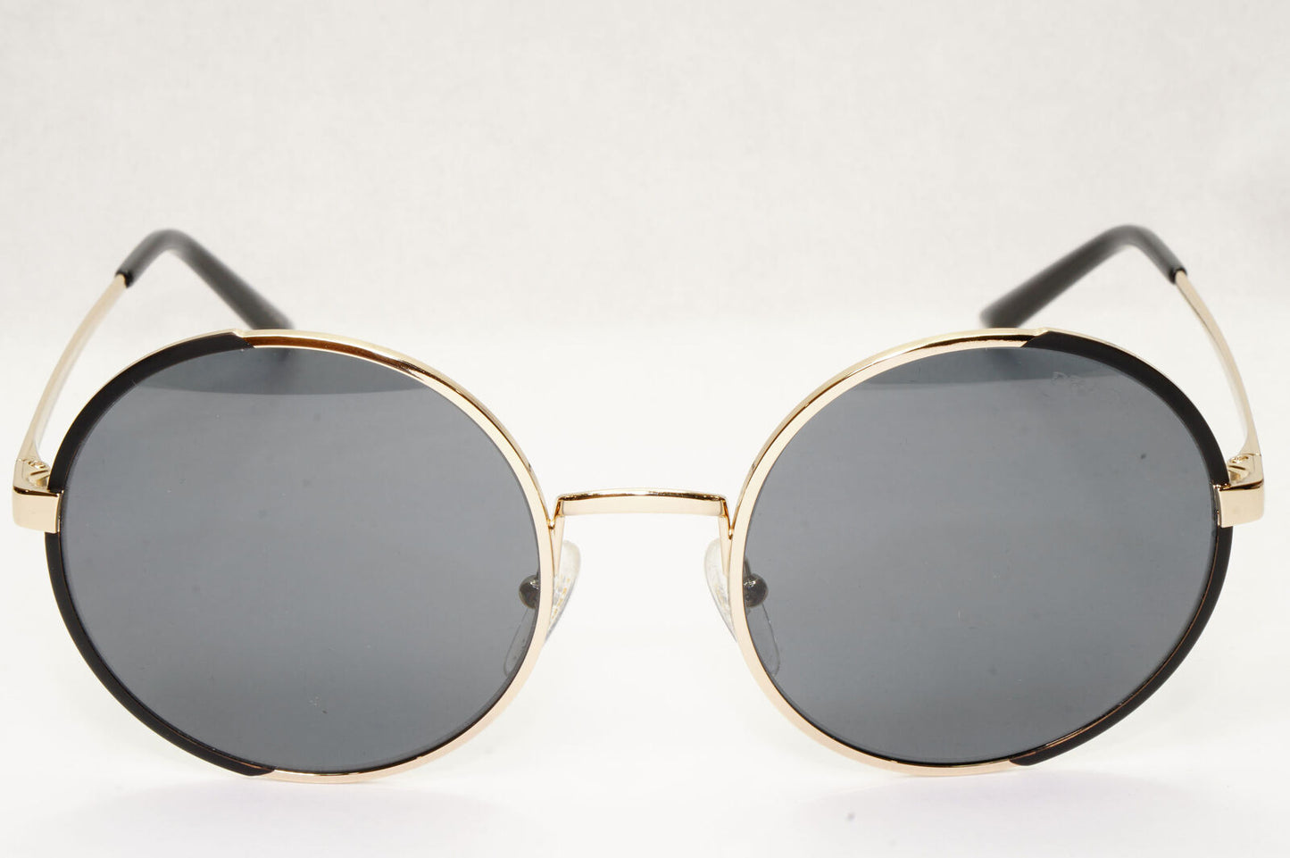 Prada Sunglasses Polarized Black Gold Grey Round Metal PR59XS SPR 59X QE3-5Z1