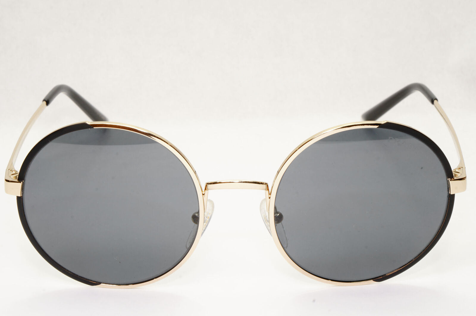 Prada Sunglasses Polarized Black Gold Grey Round Metal PR59XS SPR 59X QE3-5Z1