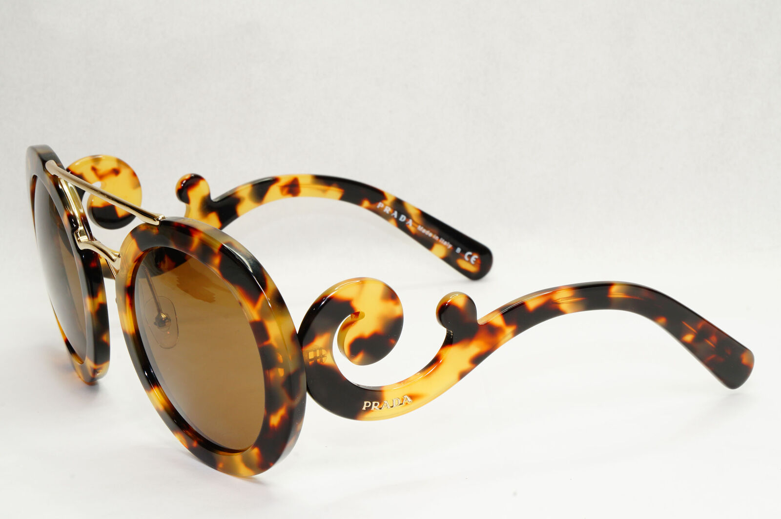 Prada Sunglasses Baroque Swirl Bridge Round Brown PR13SS SPR 13S 7S0-0A7 191223