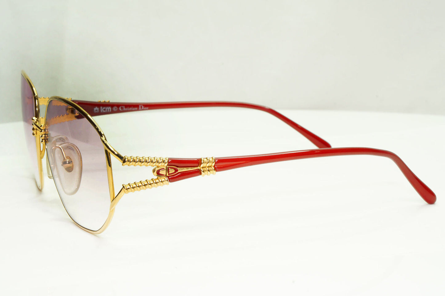 Dior Gold Red Sunglasses Vintage 1990s Germany Violet Womens Square 2492 43