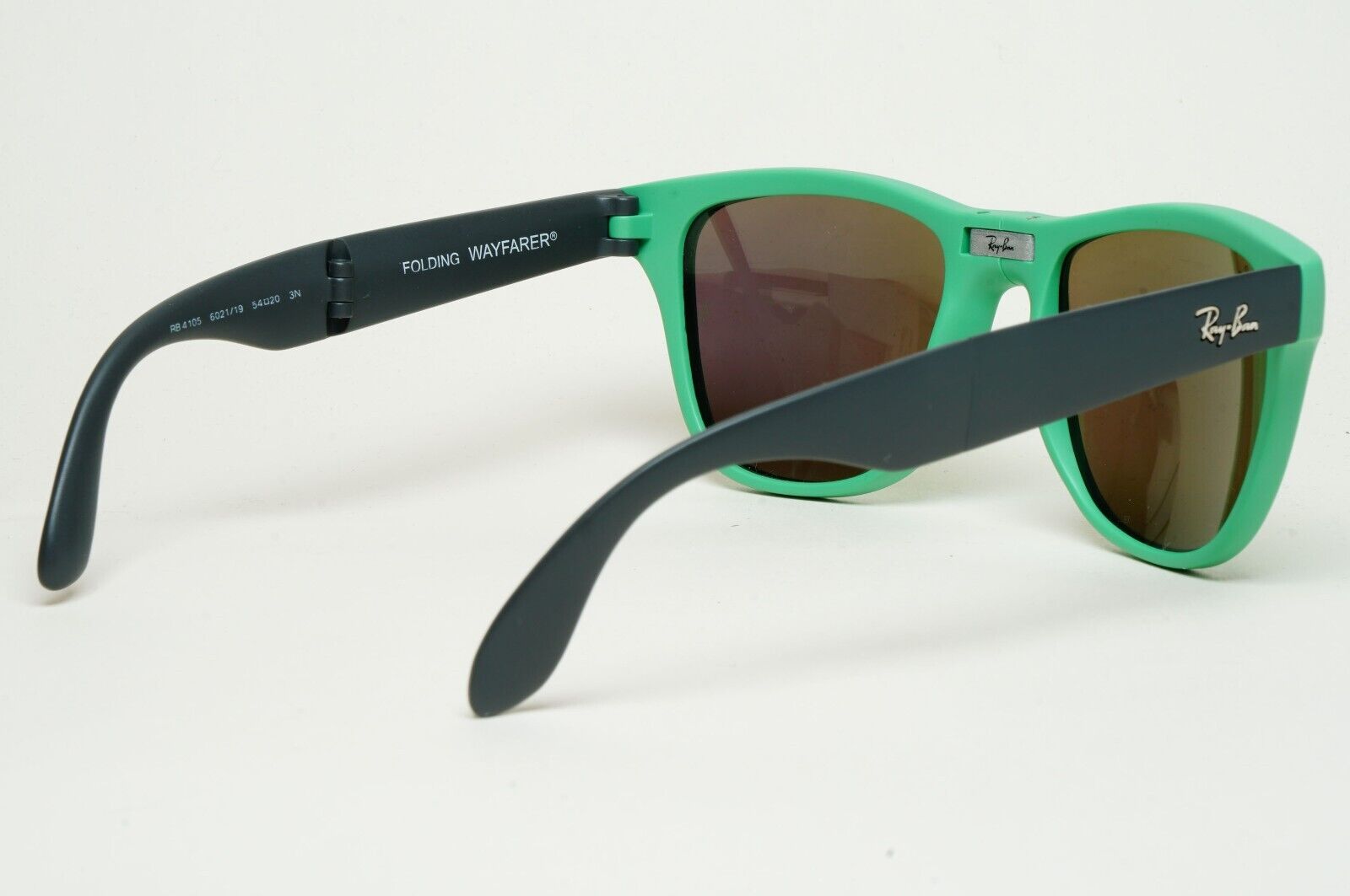 Ray-Ban Sunglasses Folding Wayfarer Green Mirror Black RB 4105 6021/19 54mm