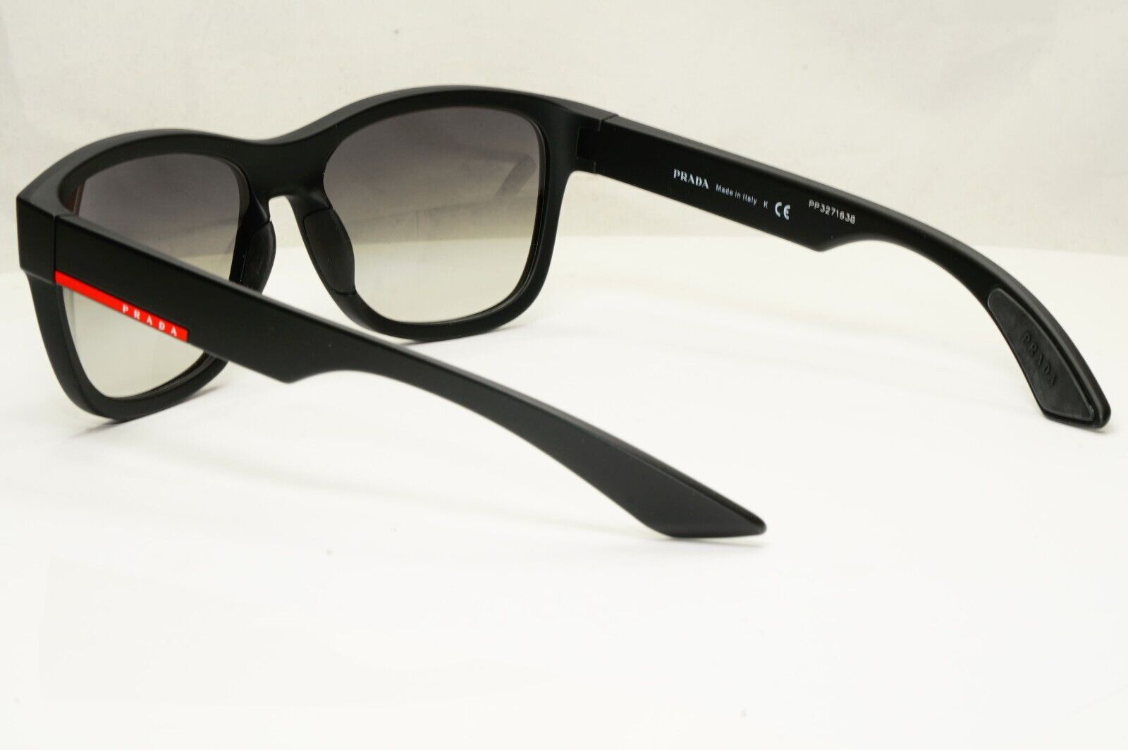 Prada Black Sunglasses Squre Grey Gradient Red Stripe PS03QS SPS 03Q DG0-0A7