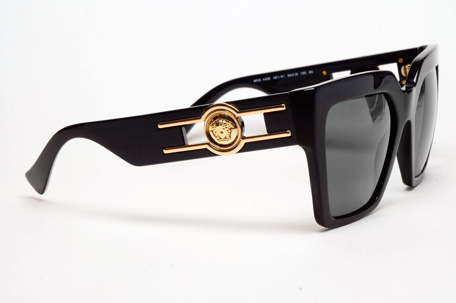 Versace Sunglasses Black Square Butterfly Grey Gold Medusa MOD VE 4458 GB1/87