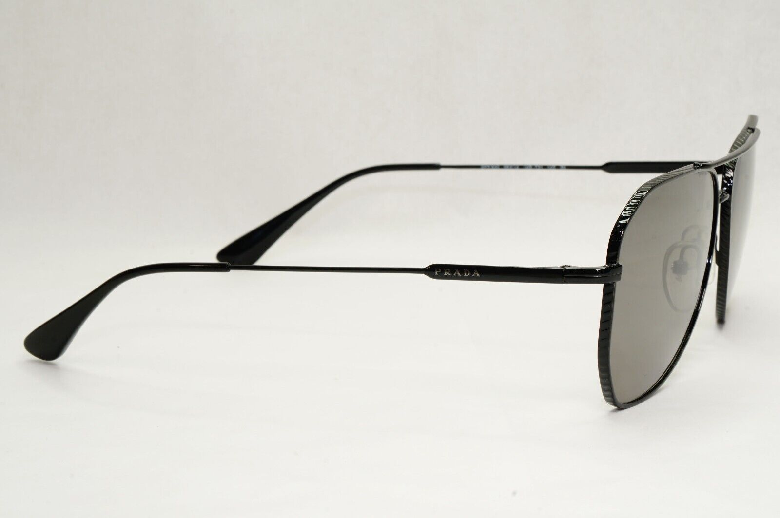 Prada Sunglasses Black Glass Lens Grey Pilot Metal Square PR63XS SPR 63X 1AB-731