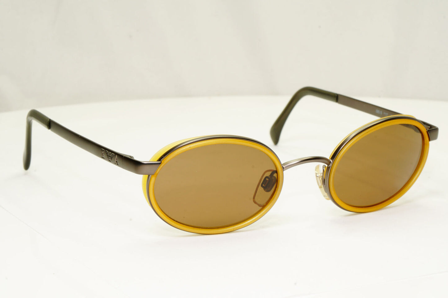 Emporio Armani 1997 Vintage Sunglasses Mens Womens Metal Honey Oval 085-S 1107