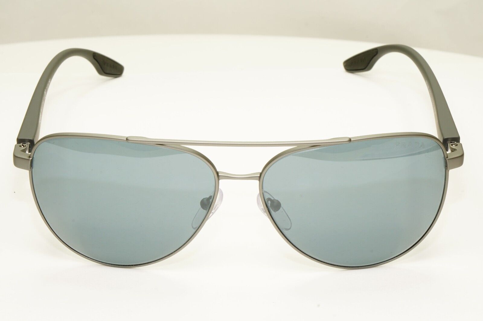 Prada Grey Mirror Sunglasses Pilot Gunmetal Silver Mens SPS 52W PS52WS DG1-07G