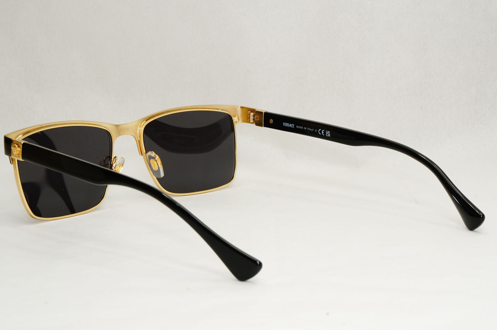 Versace Sunglasses Black Gold Square Metal Rectangle MOD VE 1285 1002 56mm