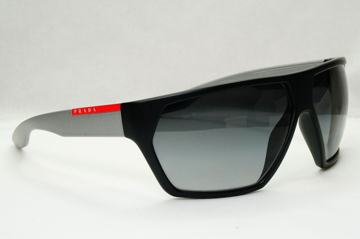 Prada Sunglasses Polarized Black  Wrap Grey Rubber PS08US SPS 08U 453-5W1
