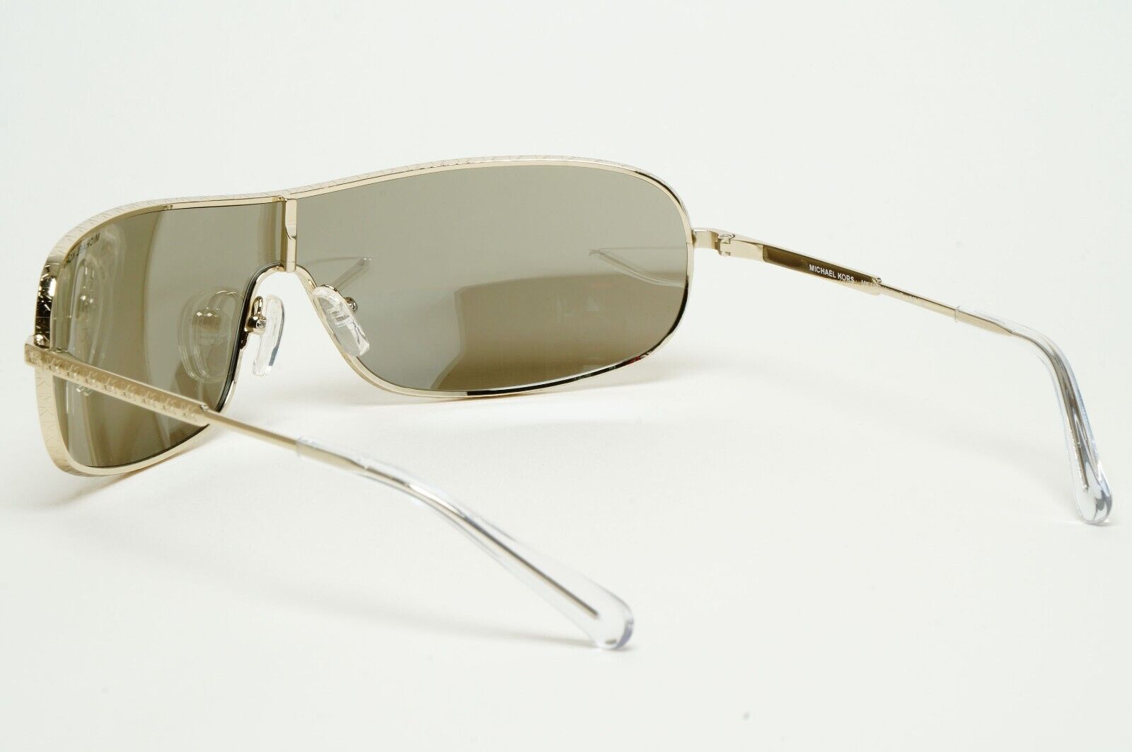 Michael Kors Sunglasses Light Gold Silver Mirror Shield Metal MK 1139 Aix 10146G