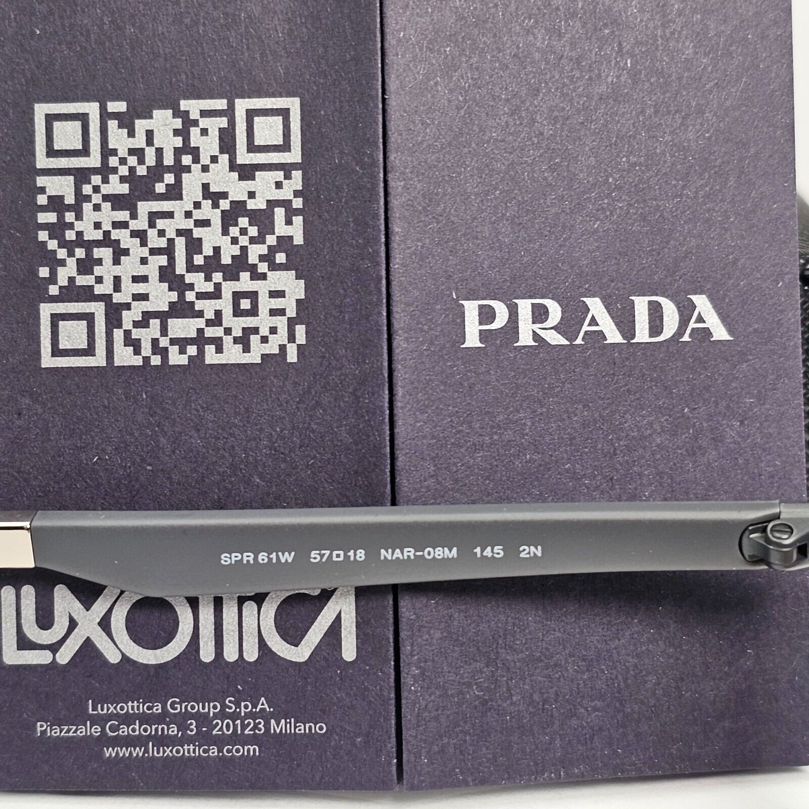Prada Sunglasses Grey Dark Violet Burgundy Matte PR61WS SPR 61W NAR-08M 57mm