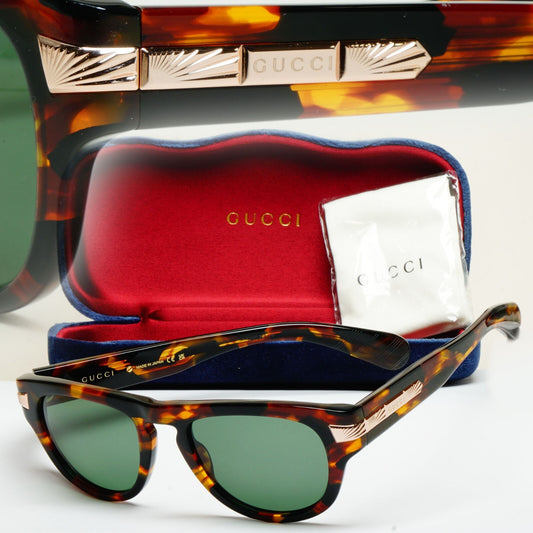 Gucci Sunglasses 2023 Brown Tortoise Green Square GG1519O 002 51mm 100325