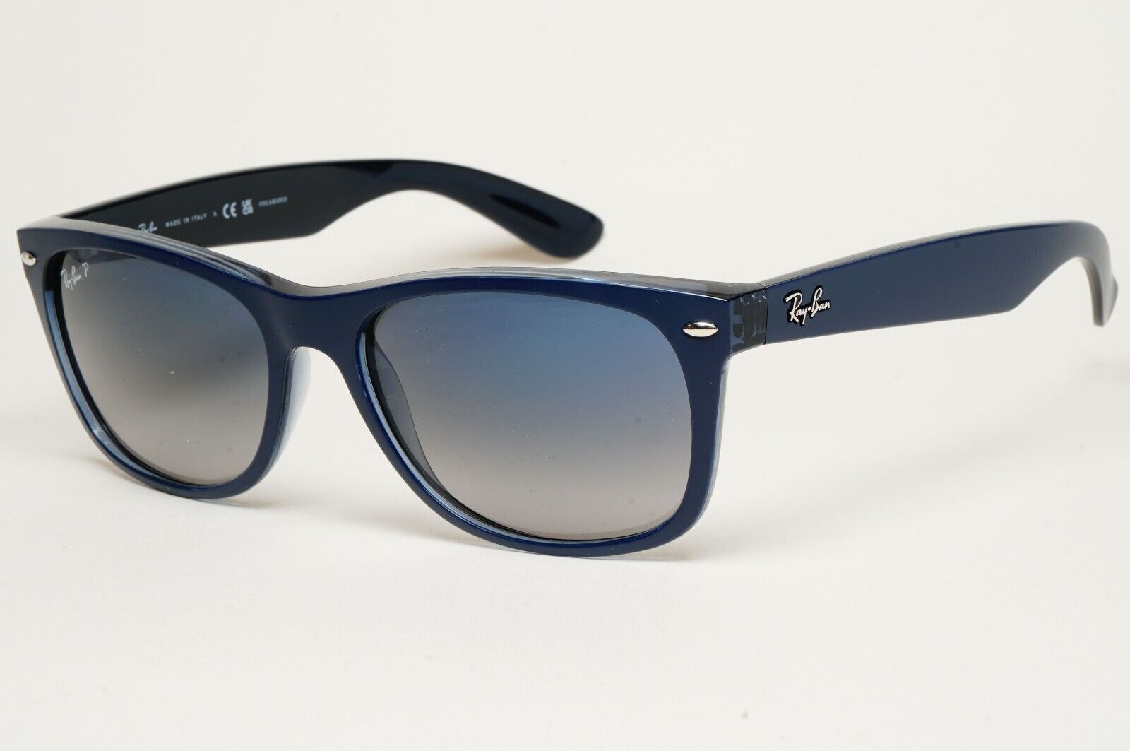 Ray-Ban Sunglasses Polarised New Wayfarer Blue Matte RB 2132 6607/78 58mm