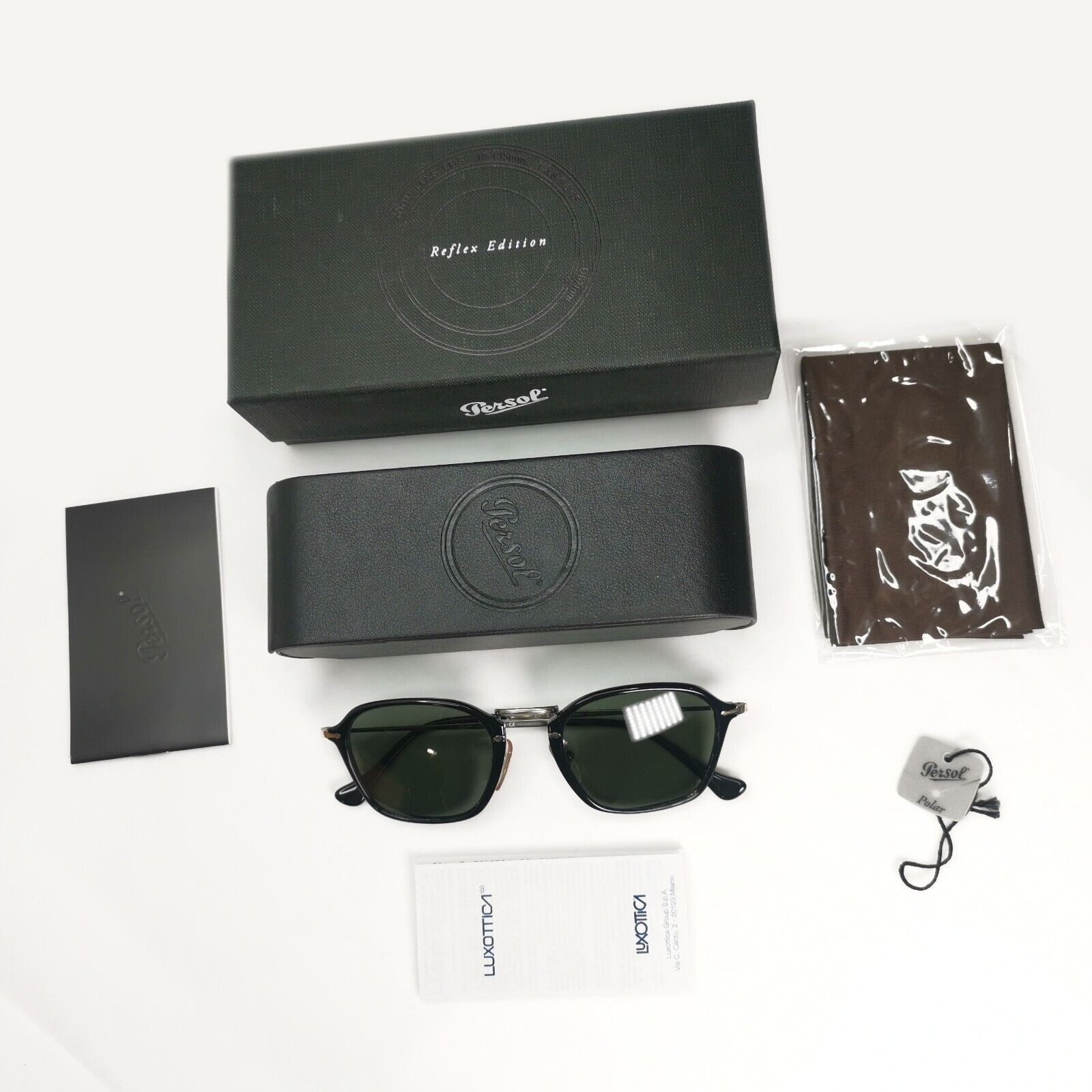 Persol Sunglasses 2012 Polarized Reflex Edition Black Grey Green 3047-S 95/58