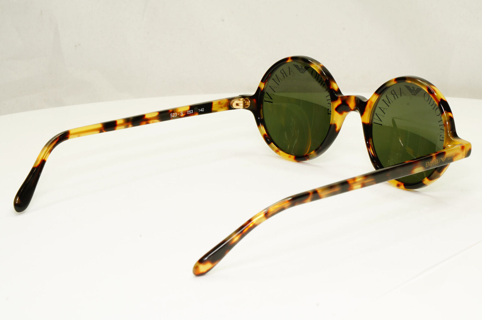 Emporio Armani 1997 Vintage Sunglasses Round Lens Logo Print Brown 523-S 053
