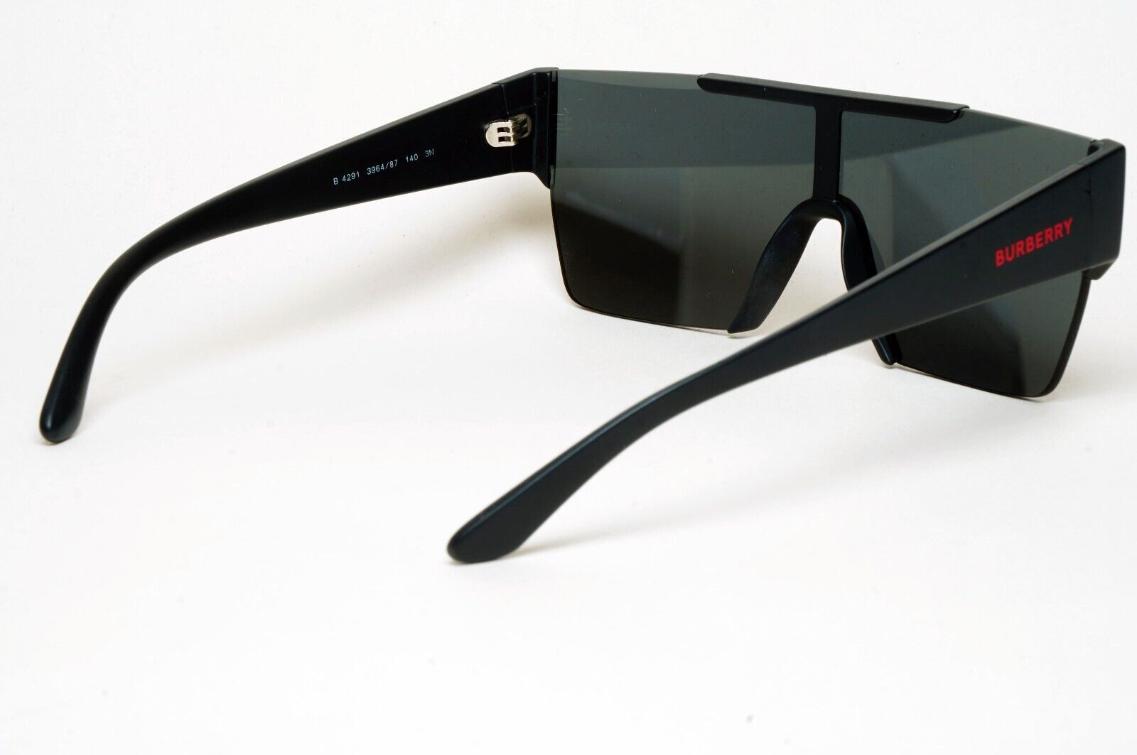 Burberry Sunglasses Black Shield Visor Dark Grey Square BE 4291 3964/87