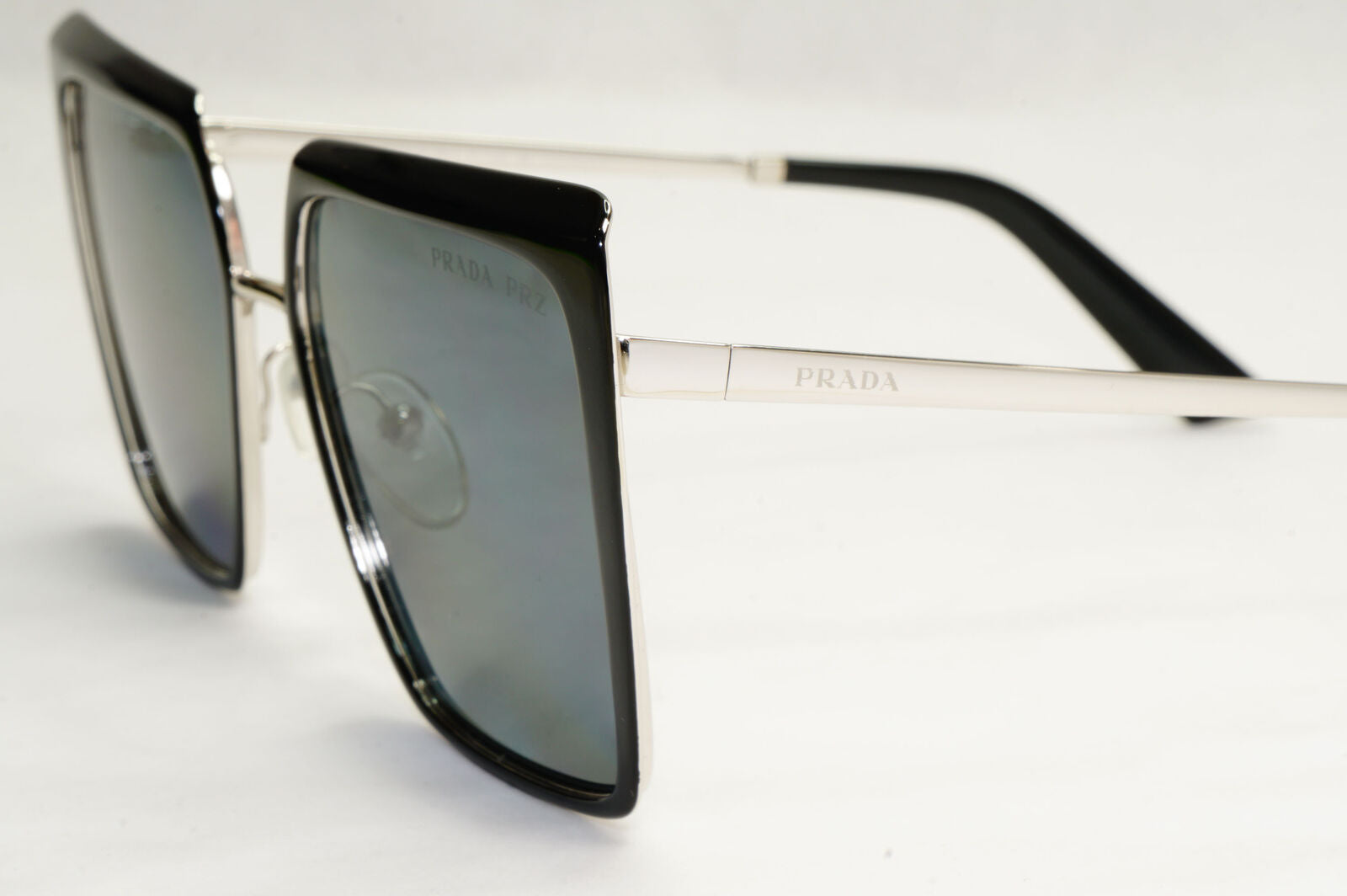 Prada Sunglasses Polarized Black Grey Square Metal PR58WS SPR 58W 1AB-5Z1 57mm