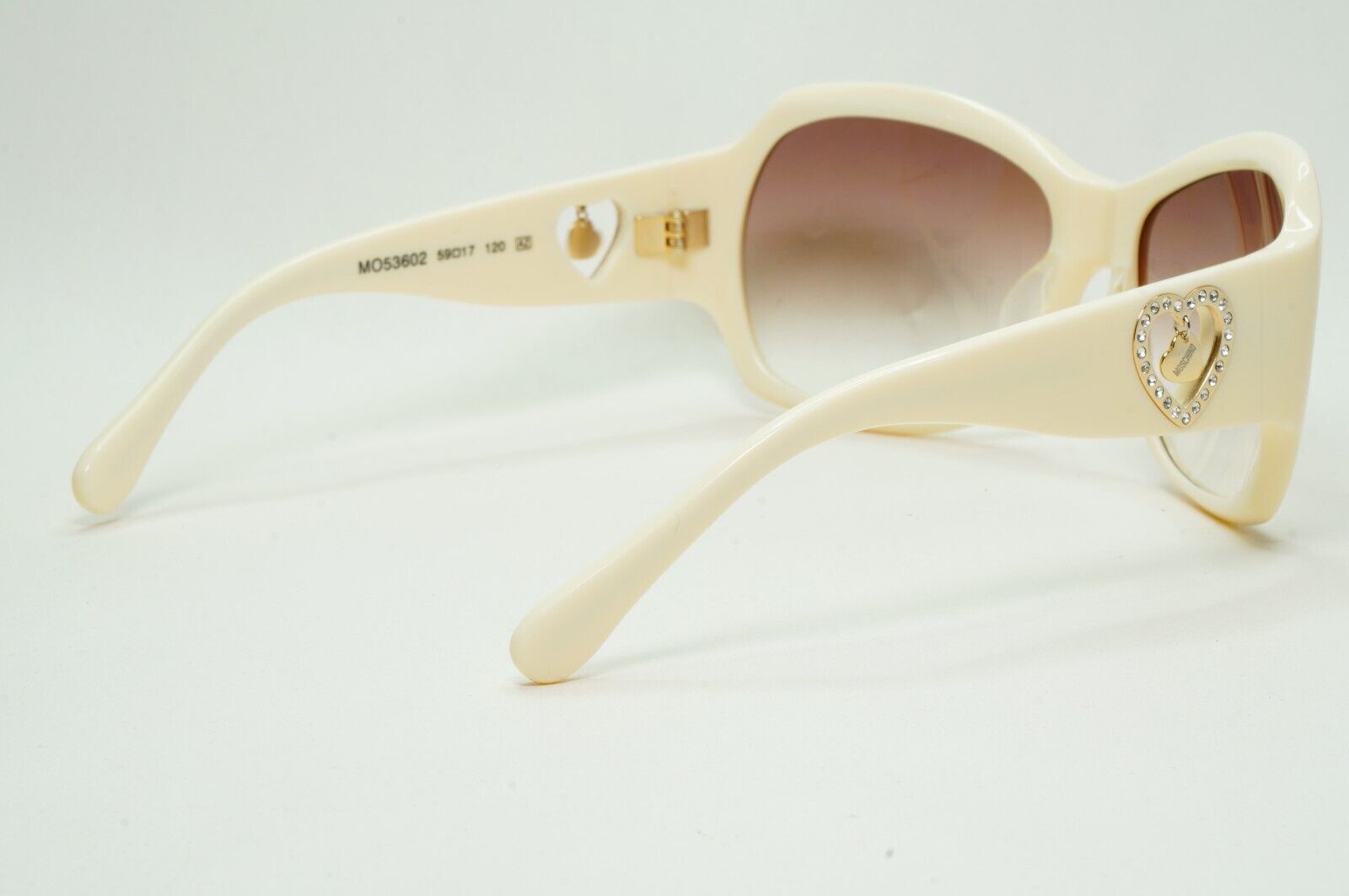 Moschino Sunglasses 2005 Vintage White Cream Brown Gold Heart MO536 02 101124
