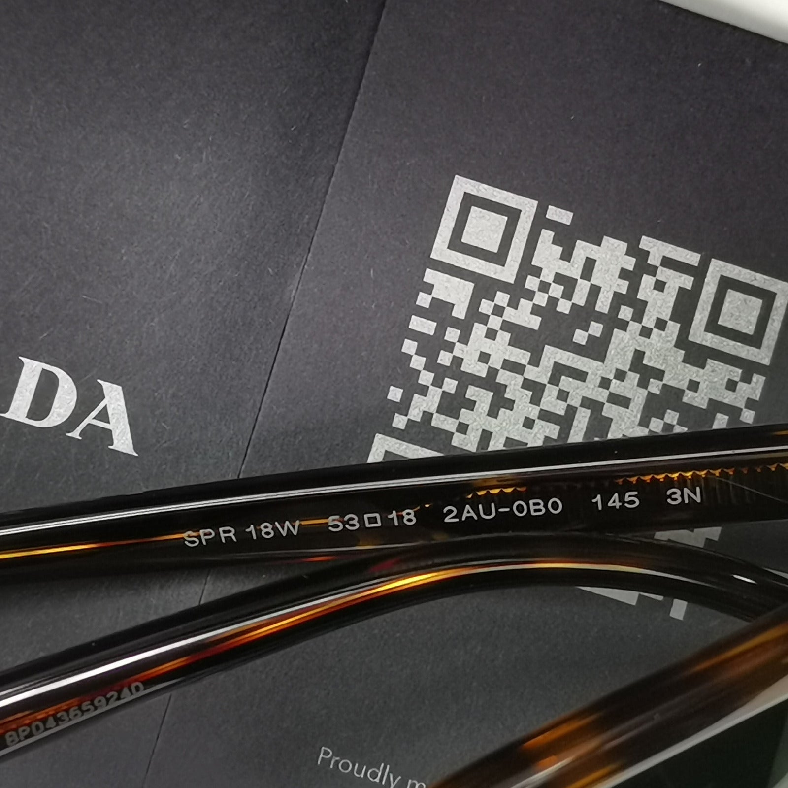 Prada Sunglasses Glass Lens Square Brown Tortoise Green PR18WS SPR 18W 2AU-0B0