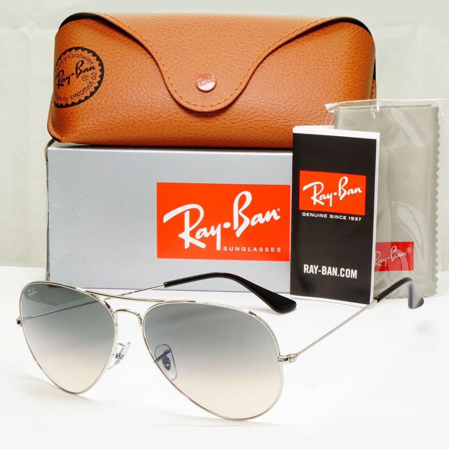 Ray-Ban Sunglasses Aviator Silver Grey Gradient Large Metal RB 3025 003/32 62mm