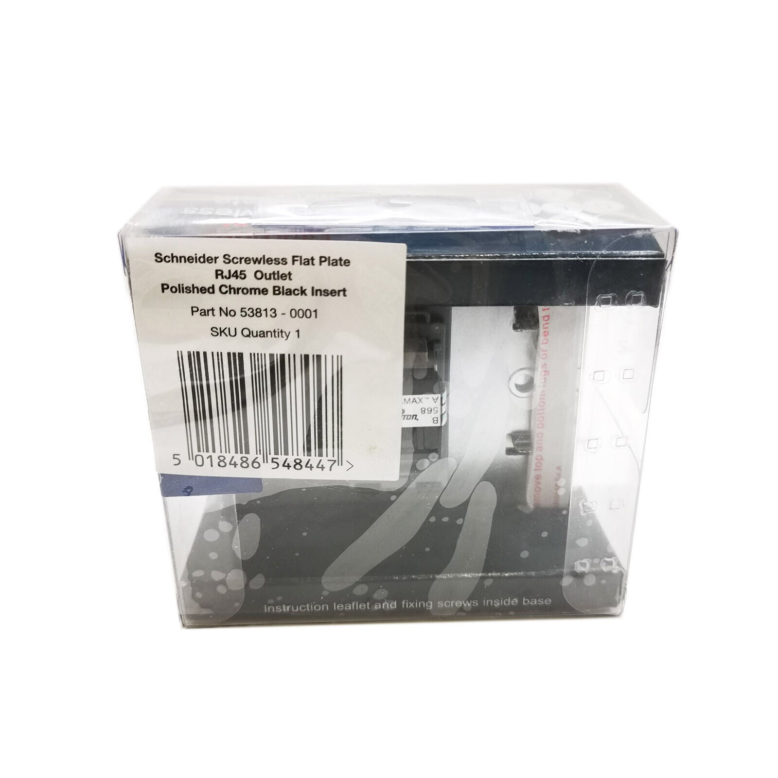 Schneider Get Ultimate Screwless Flat Plate RJ45 Outlet Polished Chrome Black 