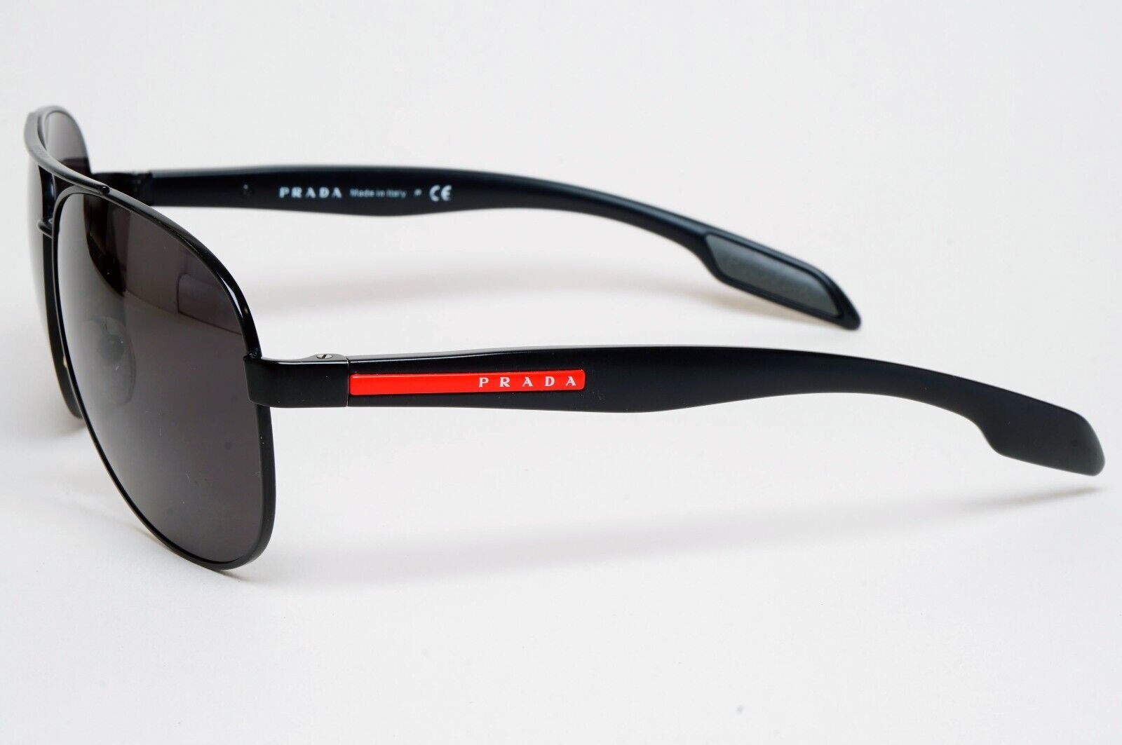 Prada Sunglasses Black Pilot Red Stripe PS53PS SPS 53P 1BO-7W1 62mm 110225