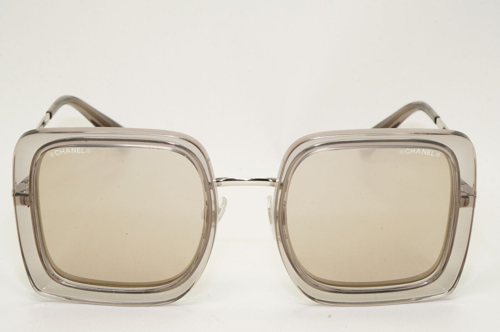 Chanel Sunglasses Square Silver Mirror Transparent Frame 4240 c.906/T7 50mm
