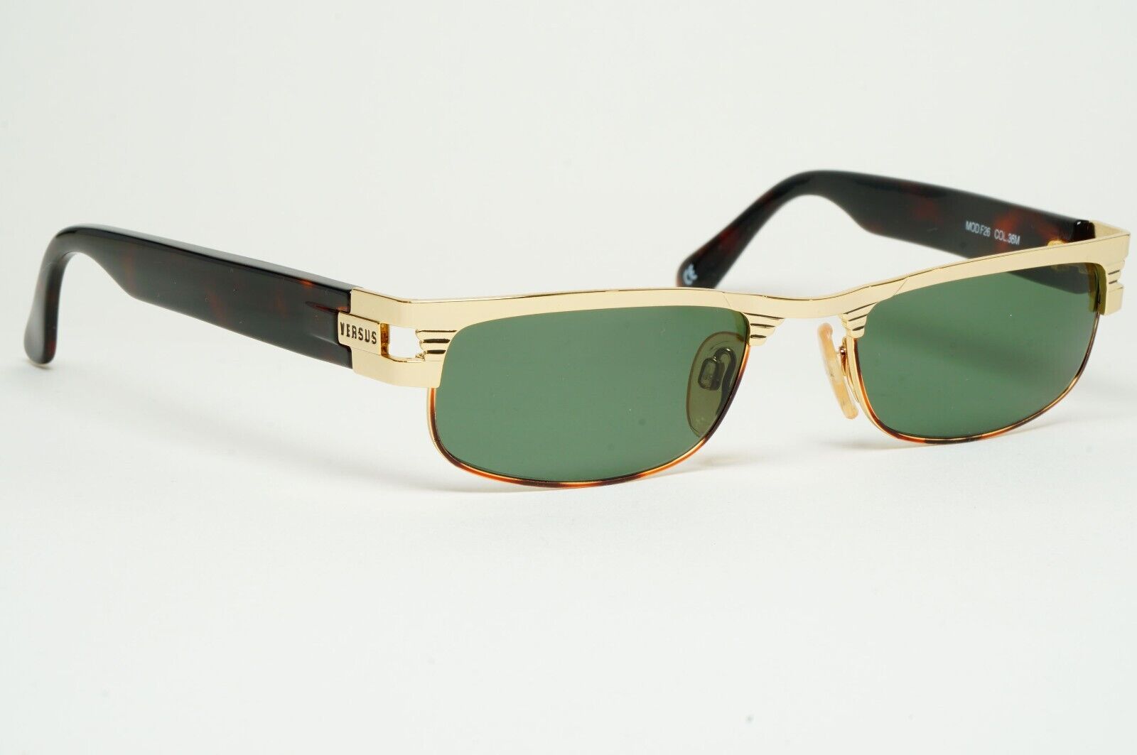 Versus Sunglasses 1996 by Gianni Versace Vintage Gold Green MOD F26 COL 36M