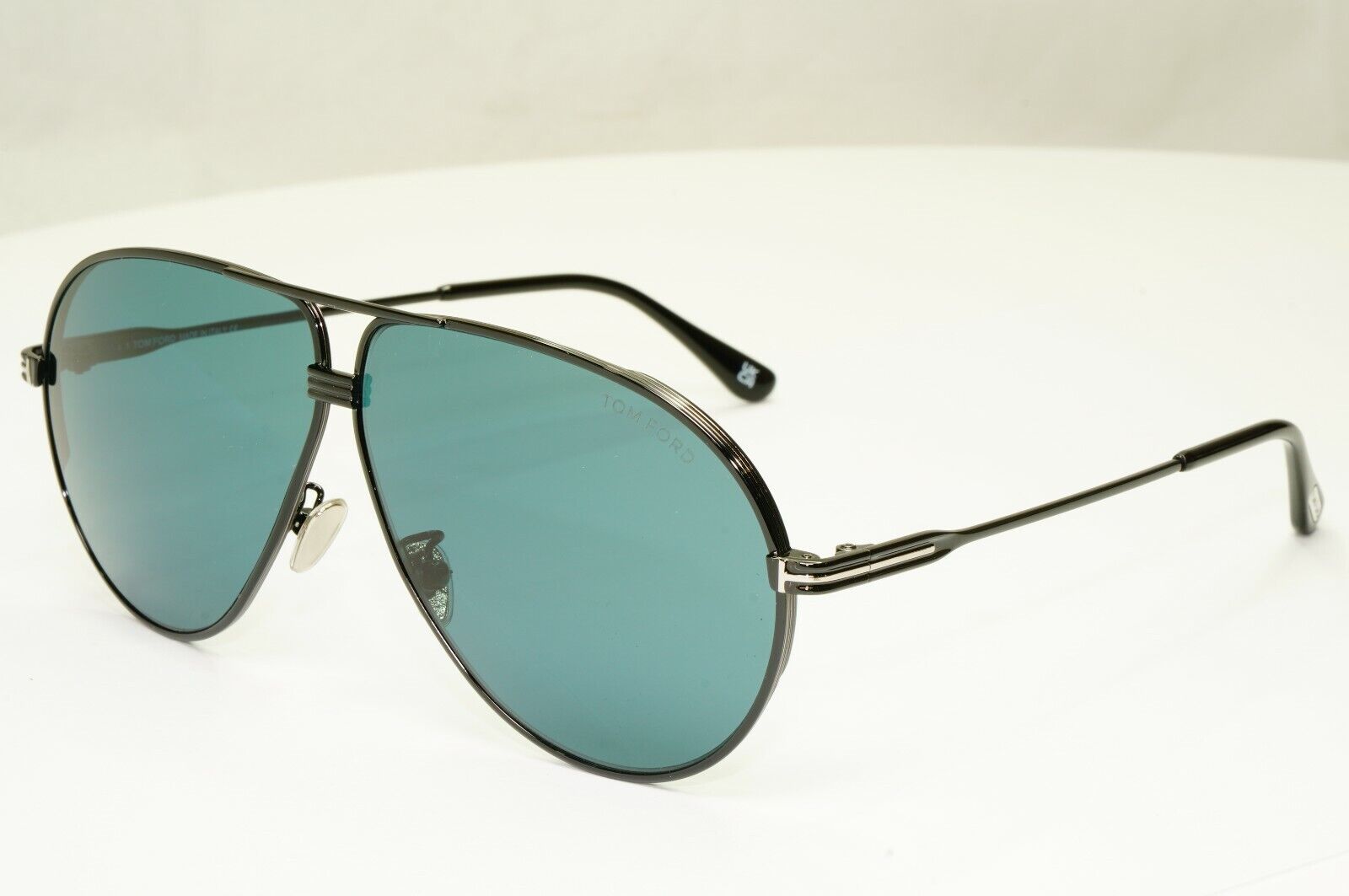 Tom Ford Black Sunglasses Pilot Green Metal Large 64mm Fashion Jet TF 734-H 01N 
