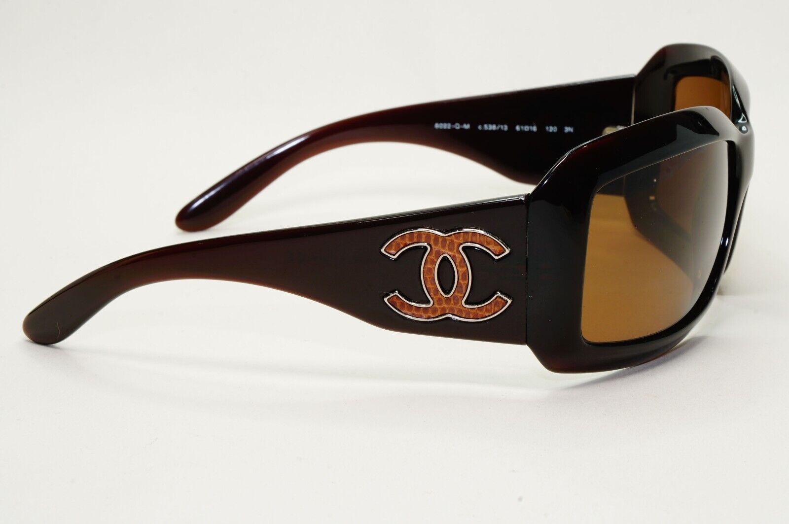 Chanel Sunglasses 2007 Vintage Brown Leather Large Logo 6022-Q-M c.538/13 301024