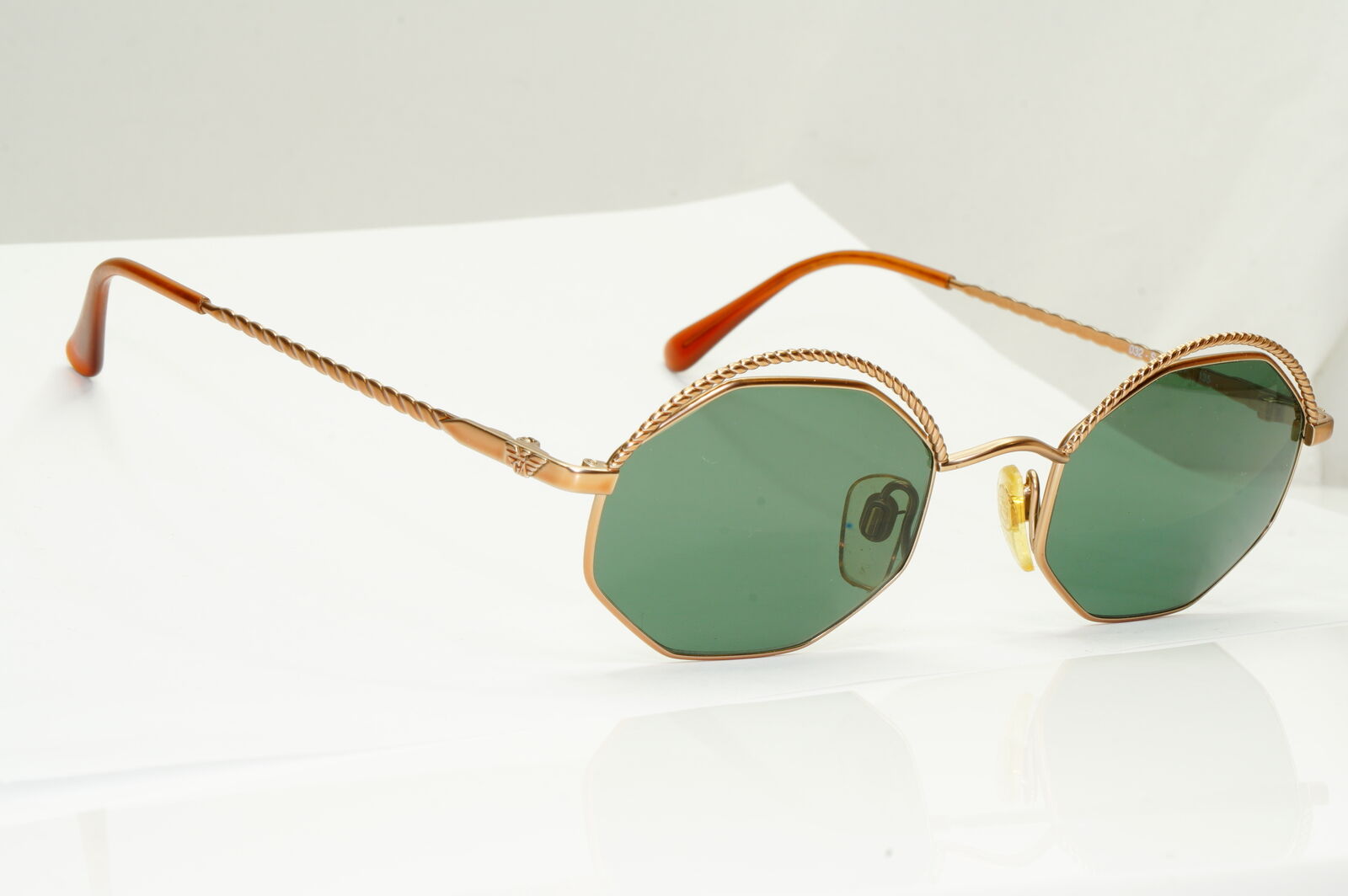 Emporio Armani Sunglasses 1997 Vintage Hexagonal Braid Gold Green 032-S 816/21