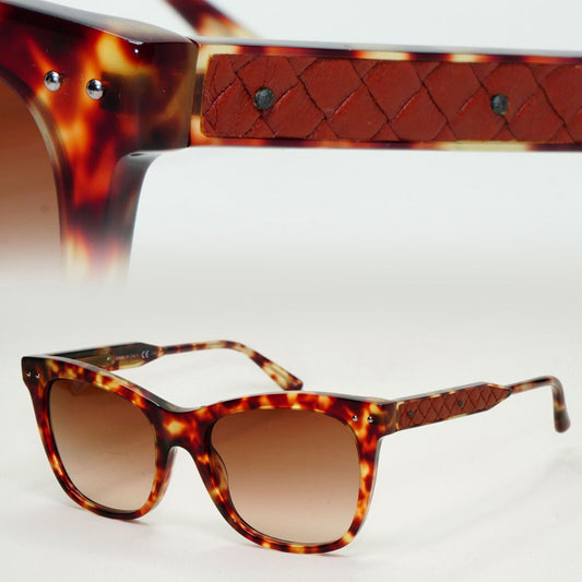 Bottega Veneta Sunglasses Brown Tortoiseshell Leather Square BV 0034S 003 081024