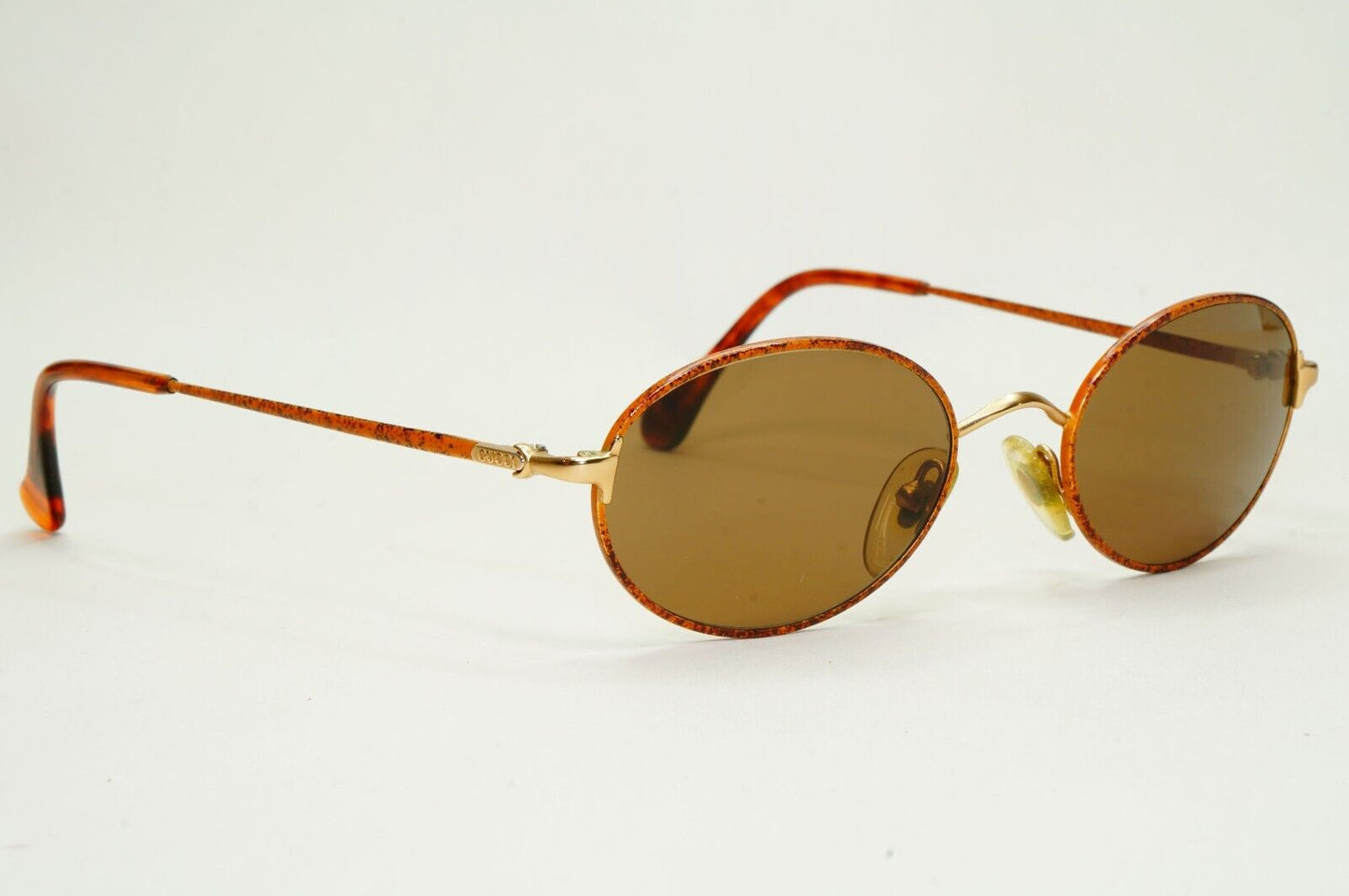 Gucci Sunglasses 1994 Vintage Gold Brown Oval Unisex GG 1247/S FP7 50mm 230924