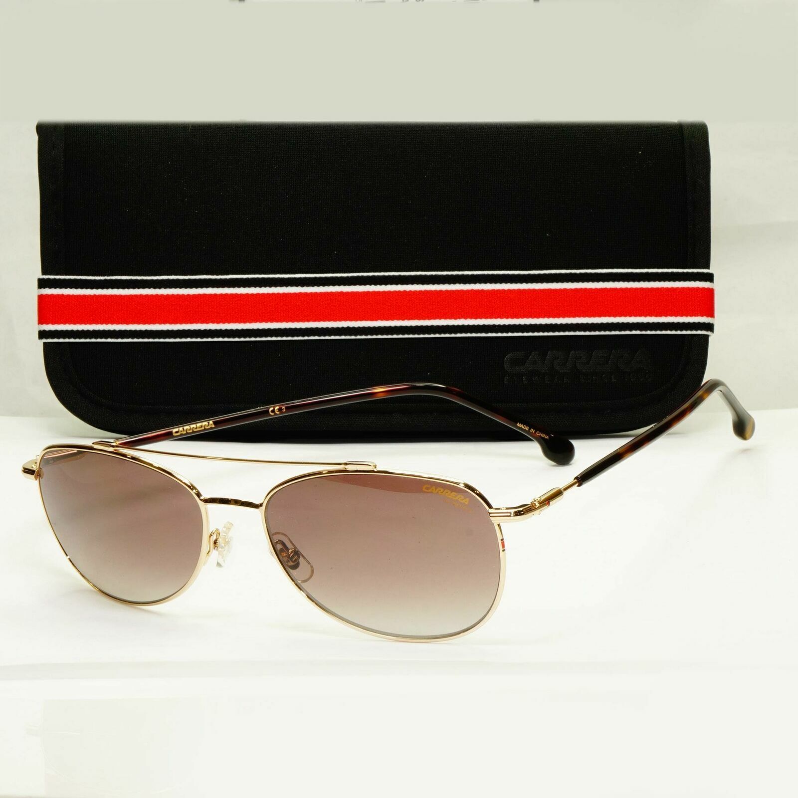 Carrera Gold Sunglasses Pilot Brown Gradient Fade Mens Metal 224 06JHA 58mm