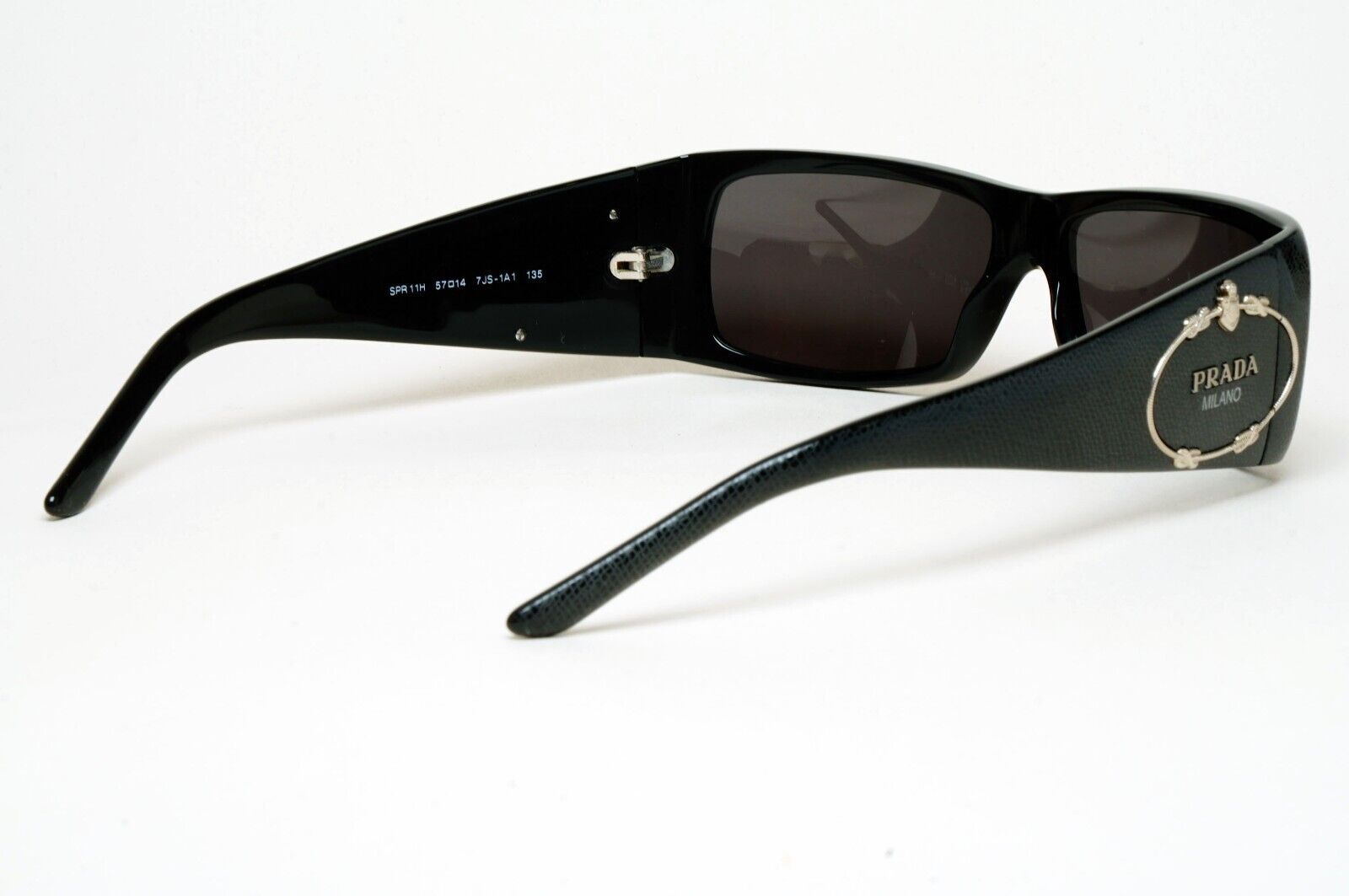 Prada Sunglasses 2007 Vintage Black Saffiano Crest PR11HS SPR 11H 7JS-1A1 070125