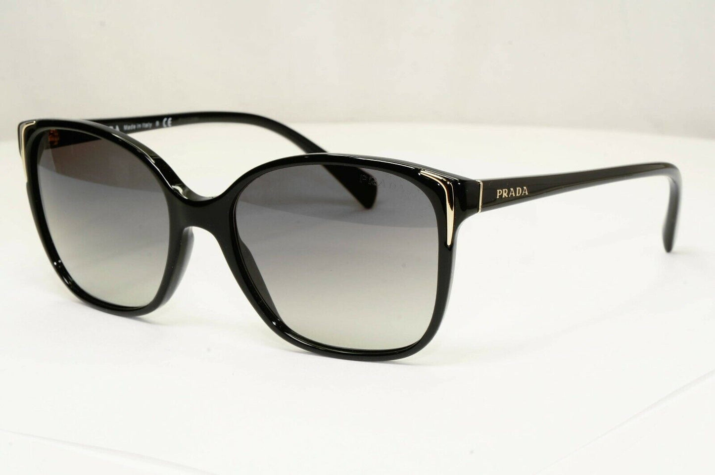 Prada Sunglasses Black Gold Grey Gradient Fade Square Fashion SPR 01O 1AB-3M1