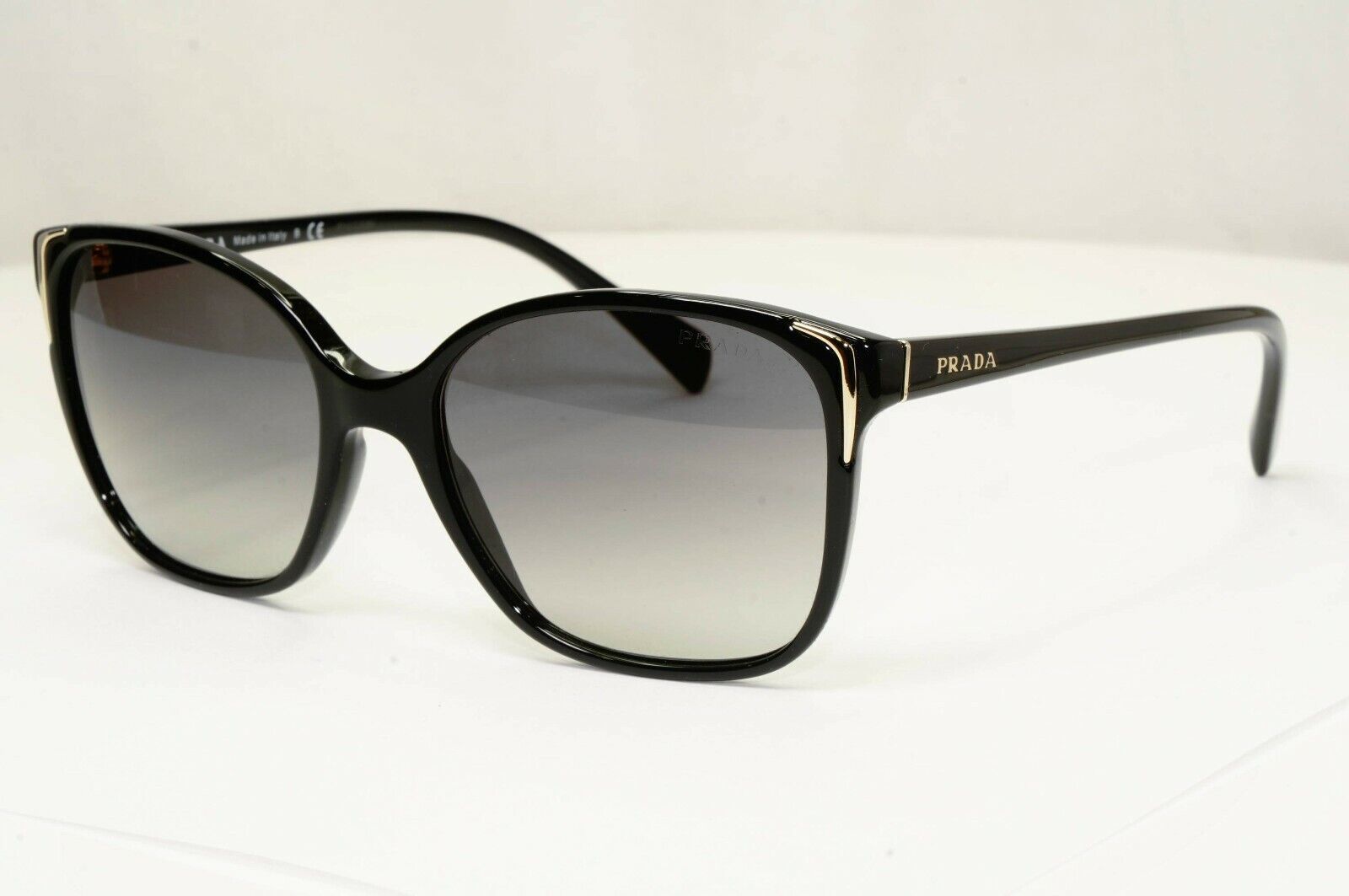 Prada Sunglasses Black Gold Grey Gradient Fade Square Fashion SPR 01O 1AB-3M1