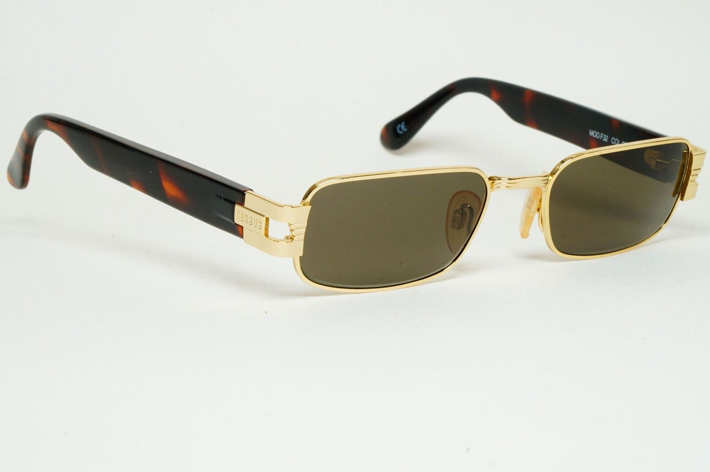 Versus Sunglasses 1996 by Gianni Versace Vintage Gold Rectangle MOD F32 COL 030
