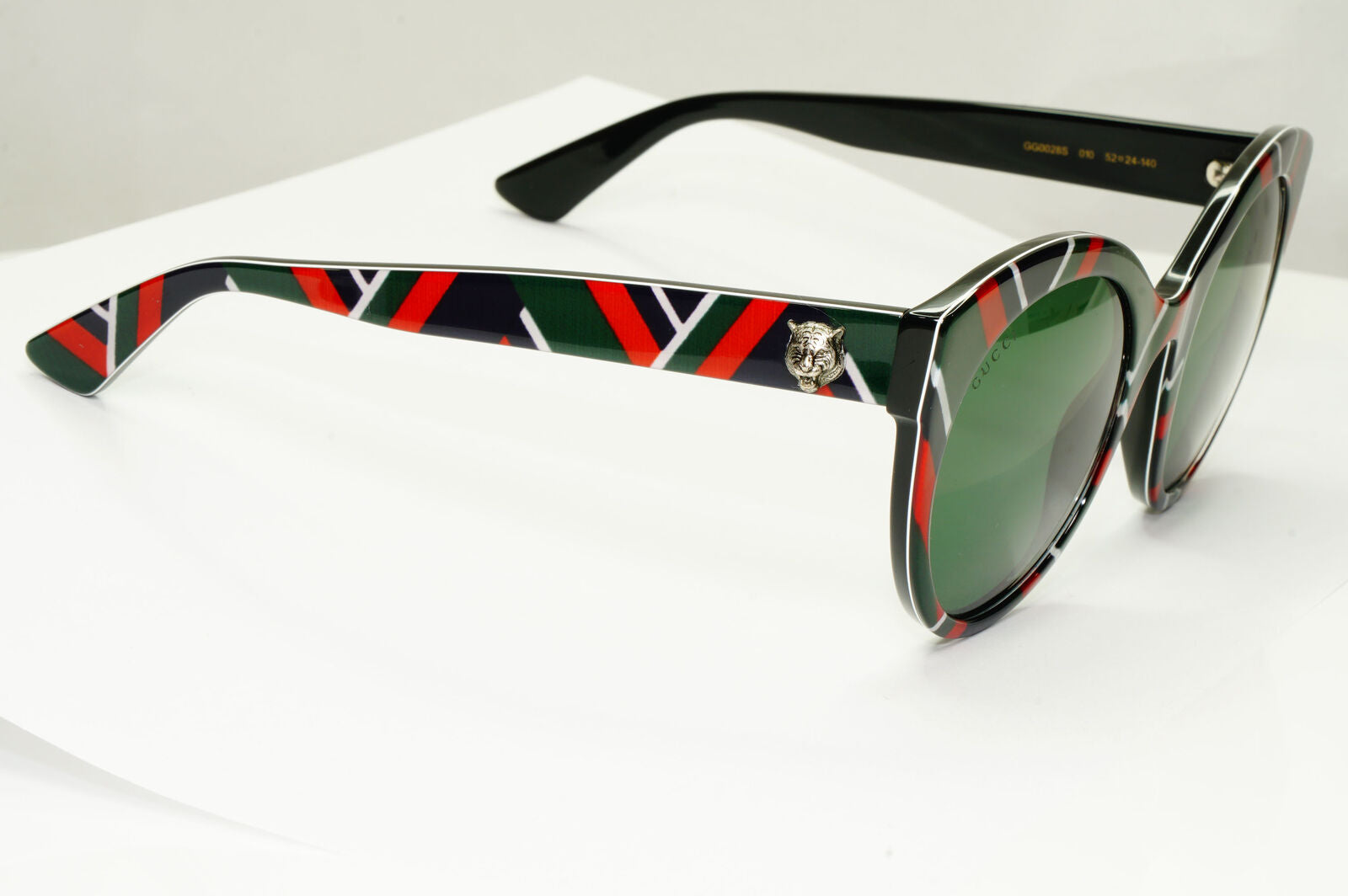 Gucci 2016 Sunglasses Black Green Tiger Oversized Square GG 0028S 010 160123