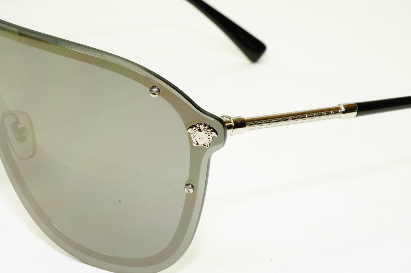 Versace Sunglasses Shield Mask Gold Mirror Silver Unisex MOD 2180 1000/5A [a]