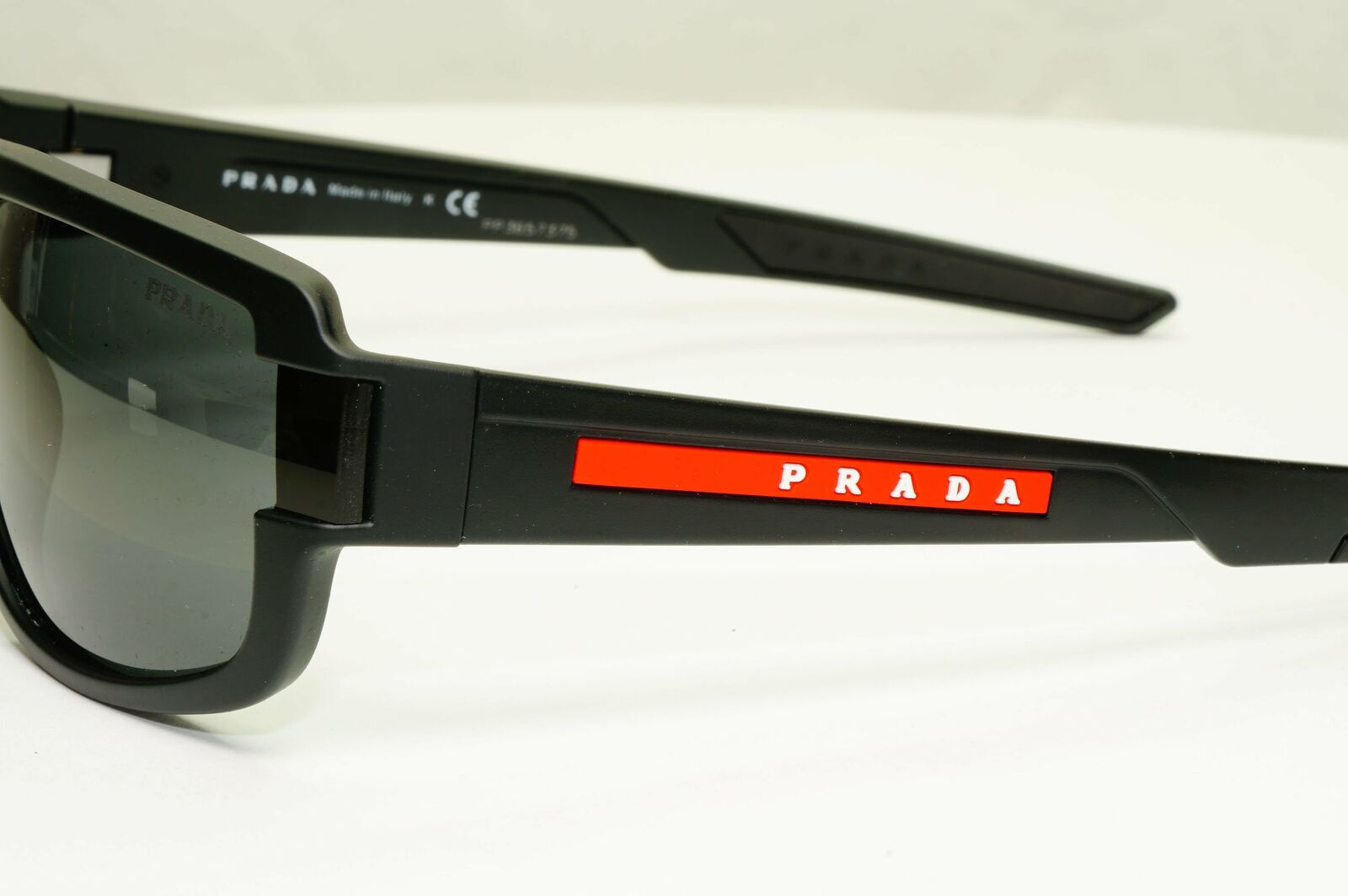 Prada Black Sunglasses Mens Designer Red Rectangle SPS 03W DG0-06F PS03WS